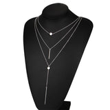 Multi Layers Bar Tassel Chain Dangle Charm Pendant Women Boho Necklace Jewelry