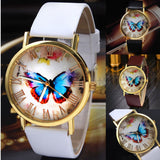 Fashion Women Casual Butterfly Faux Leather Strap Analog Quartz Dress Wrist Watch - ENSEIGNE DENIS