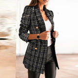 Casual Double-breasted Plaid Suits