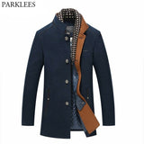 Thicker Mens Trench Coats 2017 Winter Long Wool Trench Coat Men Slim