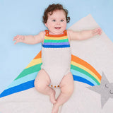 Rainbow Color Stripes Knitting Sleeveless Baby Boy Girl Romper Summer Jumpsuit