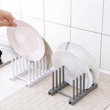 Kitchen Dish Plate Pot Cover Drying Drain Holder Plastic Storage Rack Shelf