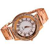 Fashion Women Roman Numerals Rhinestones Round Dial Analog Quartz Wrist Watch - ENSEIGNE DENIS