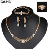 Women's Waterdrop Hollow Statement Collar Necklace Ring Earrings Bracelet Set