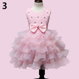 Girls Bowknt 5-Layer Skirt Princess Tutu Wedding Birthday Baptism Cake Dress