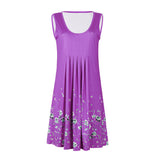 Flower Print Sleeveless Women Loose Summer Beach Evening Party Boho Mini Dress - ENSEIGNE DENIS
