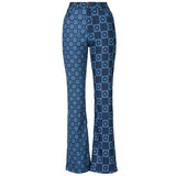 Women's Pants Floral Vintage High Waist Capris Pants Straight Jeans