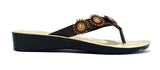 Triple Flower Flip Flop Black/Brown