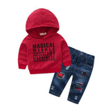 1 5Yrs Autumn Children Boys Hooded Denim Clothes Outfits Toddler Boys