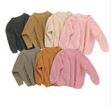 1 5Yrs Winter Kids Girls Fleece knitted Pullover Sweaters Cotton Autmn