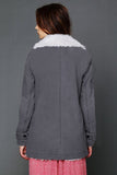 Women's Winter Gray Lapel Collar All Denim Wool Warm Coat