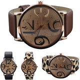 Women's Casual Flower Big Numbers Dial Faux Leather Strap Quartz Wrist Watch