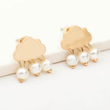Fashion Women Cloud Raindrop Ear Studs Faux Pearl Earrings Birthday Party Gift