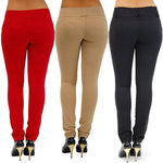 Women Sexy Solid Color Button Skinny Stretchy Leggings Treggings Pants Trousers