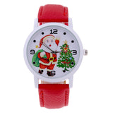 Women's Men's Santa Claus Christmas Faux Leather Analog Quartz Wrist Watch Gift