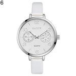 Women Fashion Simple Analog Quartz Slim Faux Leather Wrist Watch Decor Gift