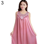 Women's Summer Fashion Sexy Sleeveless Loose Breathable Sleepwear Nightdress