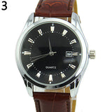 Men Casual Faux Leather Band Date Calendar Dial Analog Quartz Wrist Watch - ENSEIGNE DENIS