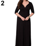 Women Casual Round Neck Pullover T-Shirt Loose Floral Hem Blouse Top Dress