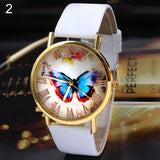 Fashion Women Casual Butterfly Faux Leather Strap Analog Quartz Dress Wrist Watch - ENSEIGNE DENIS