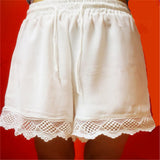 Fashion Solid Color Lace Drawstring Women's Summer Casual Loose Shorts Hot Pants