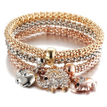 3Pcs/Set Women Fashion Owl Tree Bracelets Rhinestone Pendant Bangle Jewelry Gift - ENSEIGNE DENIS