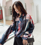 Loose printed shirt (Black One size)