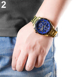 Luxury Men Golden Color Band Stainless Steel Date Quartz Analog Sport Wrist Watch