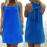 Women's Casual Chiffon Tank Dress Sleeveless Back Bowknot Mini Party Vestido