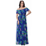 Women's Fashion Summer Chiffon Sleeveless Big Swing Floral Print Long Maxi Dress - ENSEIGNE DENIS