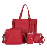 4Pcs Luxury Fashion Women Tassels Wallet Card Holder Handbag Crossbody Bag Set