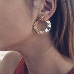 Women Fashion Punk Irregular Twisted Round Circle Hoop Earrings Jewelry Gift