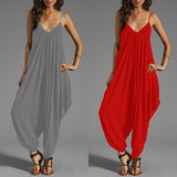 Women's Sexy Spaghetti Strap V-Neck Sleeveless Overall Long Jumpsuit Romper