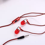 3.5mm In-Ear Headphone Sport Braided Cloth Rope Stereo Wired Earphone with Mic