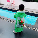 Lovely Cartoon Raincoat Children Kids Waterproof Poncho with Backpack Position