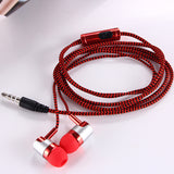3.5mm In-Ear Headphone Sport Braided Cloth Rope Stereo Wired Earphone with Mic