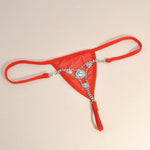 Women Shiny Rhinestone Decor G-String Thongs Sexy Panties Soft Briefs T-Back