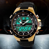 Men Waterproof Sport Digital Analog Dual Time Alarm Date Chronograph Wrist Watch