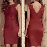 Women Sexy Hollow Lace Embroidery Slim Bodycon Zip Party Mini Dress Clubwear - ENSEIGNE DENIS