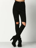 Black Skinny Ripped Denim Pant