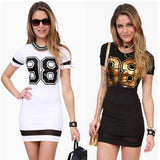 Women Summer Casual Short Sleeve 98 Print Party Cocktail Slim Mini Bodycon Dress - ENSEIGNE DENIS