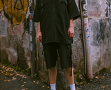 Striped streamer stitching trousers shorts