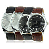 Men Casual Faux Leather Band Date Calendar Dial Analog Quartz Wrist Watch - ENSEIGNE DENIS