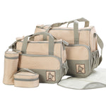 5Pcs Multi-Functional Baby Diaper Changing Pad Tote Handbag Mummy Mother Bag