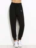 Black Drawstring Patch Peg Pants