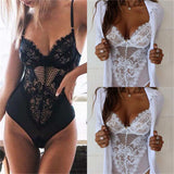Women Sexy Lace Trim Spaghetti Strap Underwear Nightwear Sleepwear Bodysuit