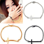 Women's Punk Style Simple Design Cross Pendant Bracelet Bangle Fashion Jewelry