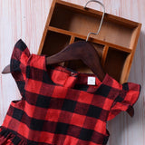 Toddler Dress Baby Girl Plaid Ruffled Sleeveless Outfits Princess Party Clothes
