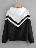 Two Tone Hooded Zip Up Jacket