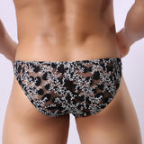 Men's Sexy See-through Flower Lace Bulge Pouch Low Rise Underwear Boxers Briefs